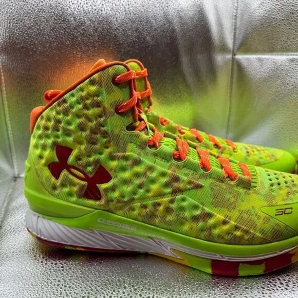 Size 13 Under Armour Candy Reign Mens Green Basketball Athletic Shoe 1258723-390